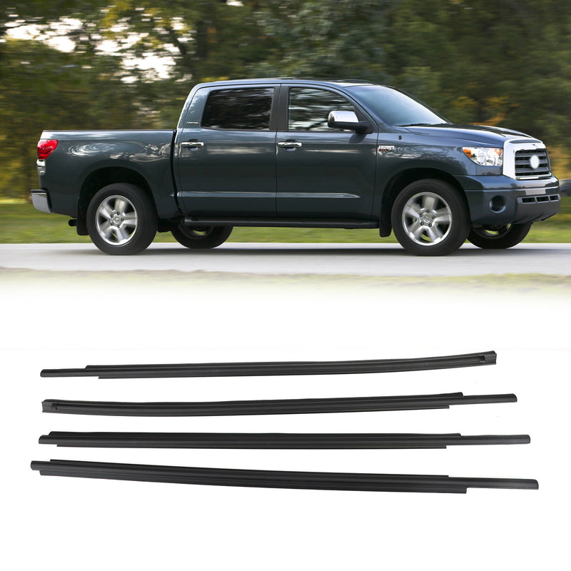 4PCS Window Moulding Weatherstrip Seal Belt For 2007-2019 Toyota Tundra CrewMax Generic