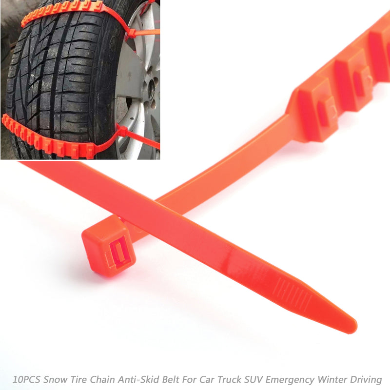 10/20/40PCS Snow Tire Chain Anti-Skid Belt For Car Truck SUV Emergency Winter Driving Orange New Generic