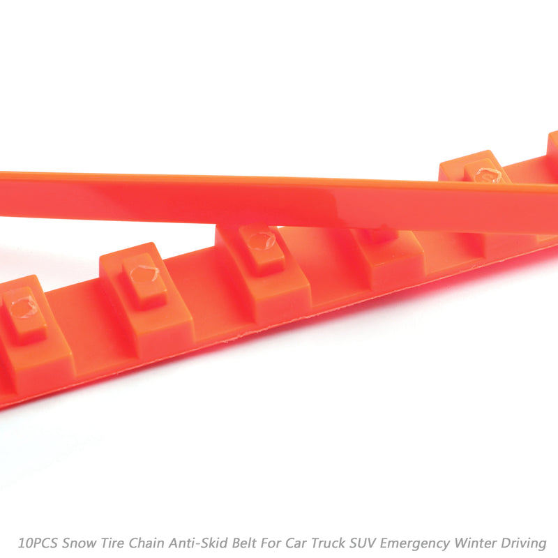 10/20/40PCS Snow Tire Chain Anti-Skid Belt For Car Truck SUV Emergency Winter Driving Orange New Generic