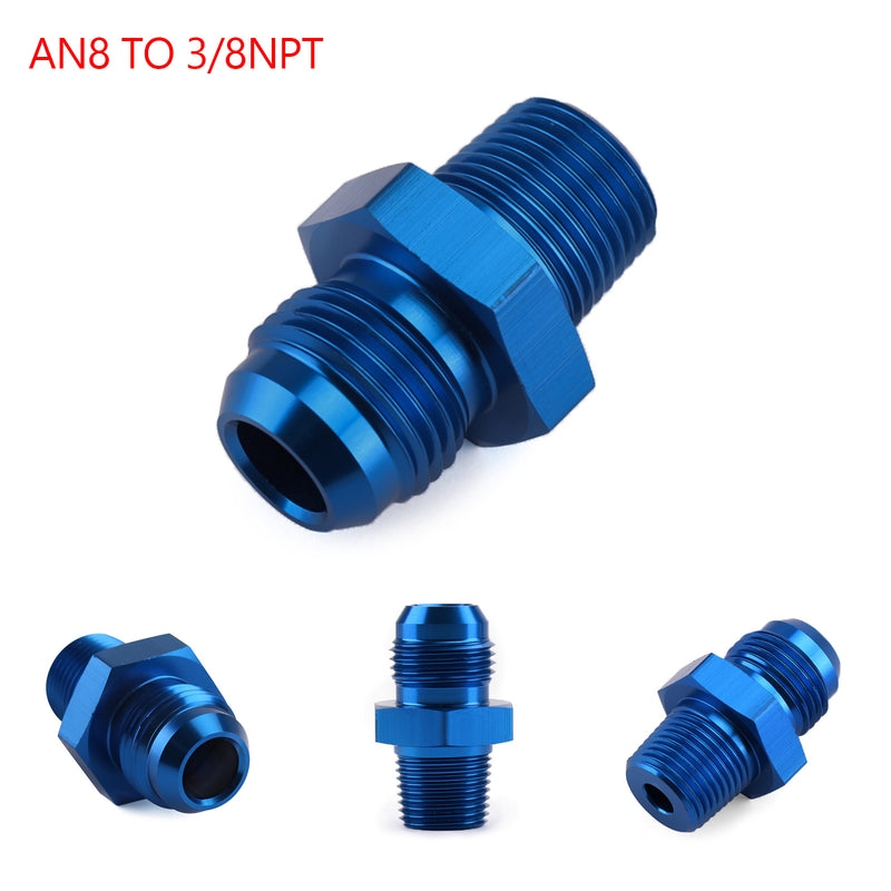 1PC AN8 TO 3/8NPT ORB-8 Straight Fuel Oil Air Hose Fitting Male Adapter Blue