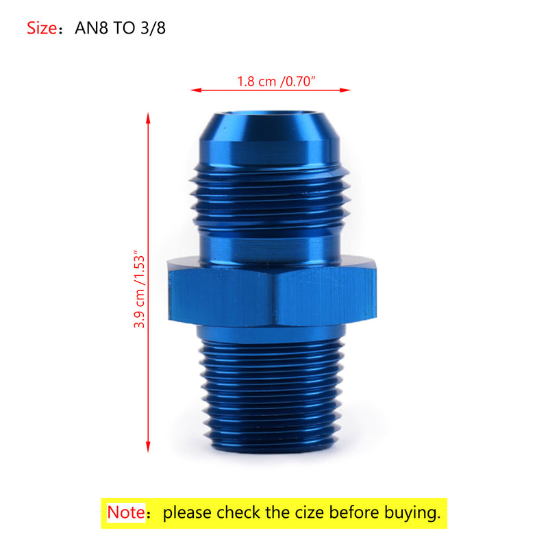 1PC AN8 TO 3/8NPT ORB-8 Straight Fuel Oil Air Hose Fitting Male Adapter Blue Generic