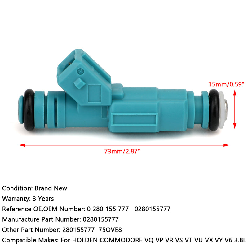 1x Fuel Injectors For Holden Commodore VG VN VL VQ VP VR VS VT VU VX VY V6 3.8L Generic