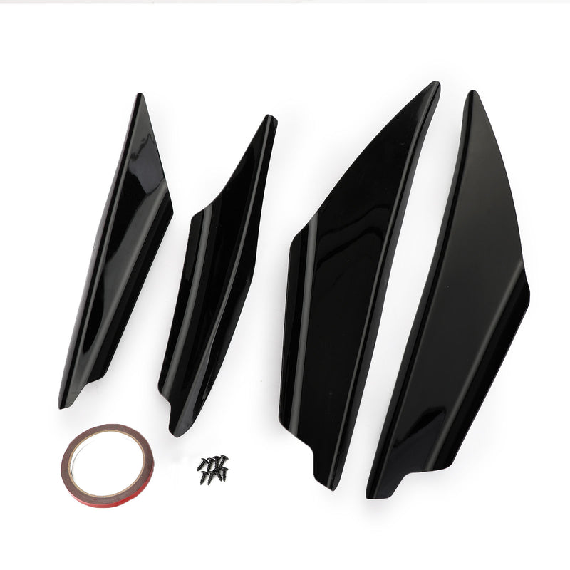 4pcs Universal Gloss Bk Car Front Bumper Fins Body Splitter Spoiler Canards Generic