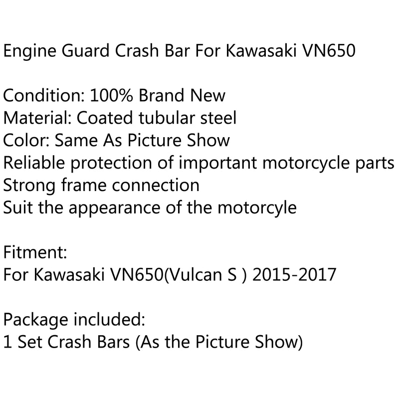 Black Crash Bars Engine Guard Protector For Kawasaki VN650(Vulcan S) 2015-2022 Generic