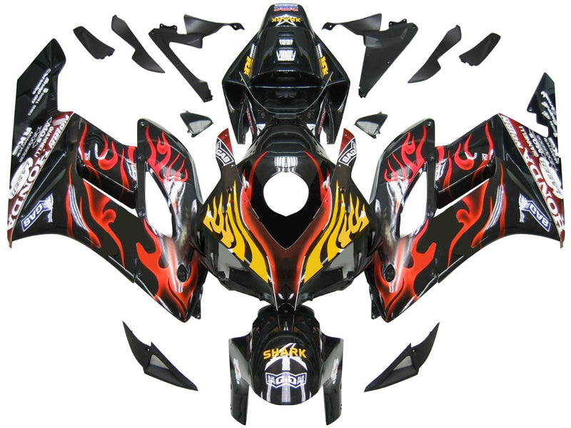 Fairings 2004-2005 Honda CBR 1000 RR Black & Red Flame Shark Racing Generic