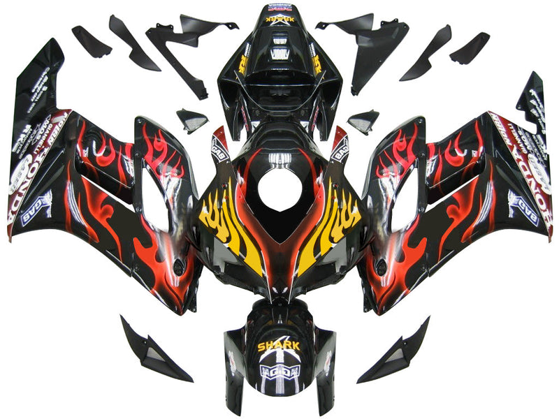 Fairings 2004-2005 Honda CBR 1000 RR Black & Red Flame Shark  Generic