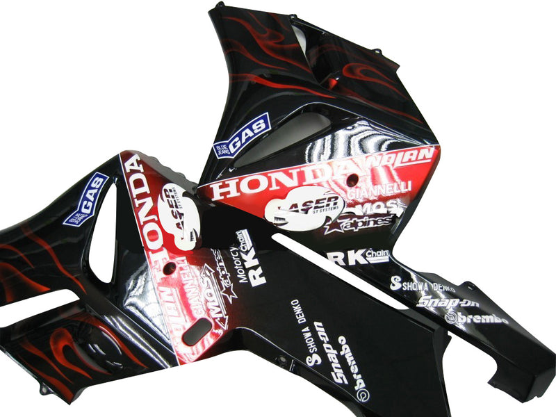 Fairings 2004-2005 Honda CBR 1000 RR Black & Red Flame Shark Racing Generic