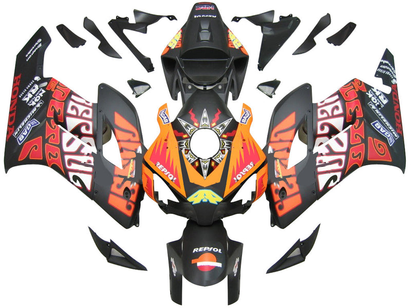 Fairings 2004-2005 Honda CBR 1000 RR Black Orange Valentino Rossi   Generic