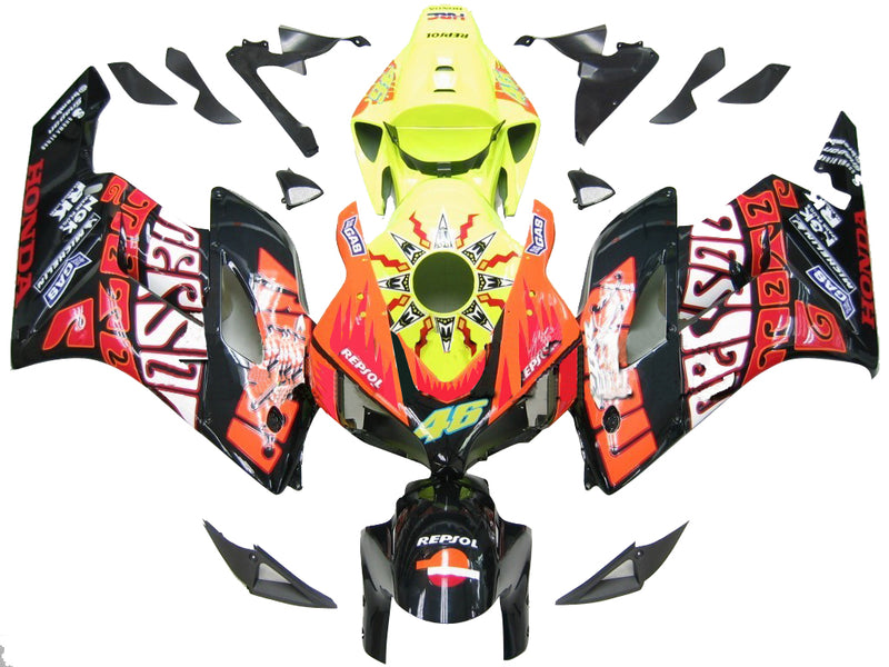 Fairings 2004-2005 Honda CBR 1000 RR Black Yellow Valentino Rossi  Racing Generic