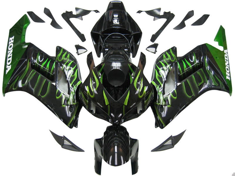 Fairings 2004-2005 Honda CBR 1000 RR Black & Green Flame  Generic