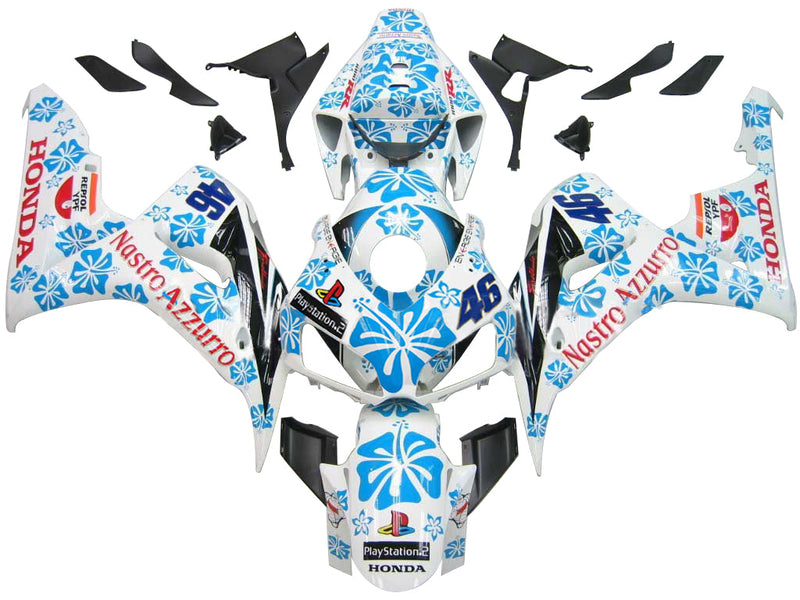 Fairings 2006-2007 Honda CBR 1000 RR White & Blue Floral  Generic