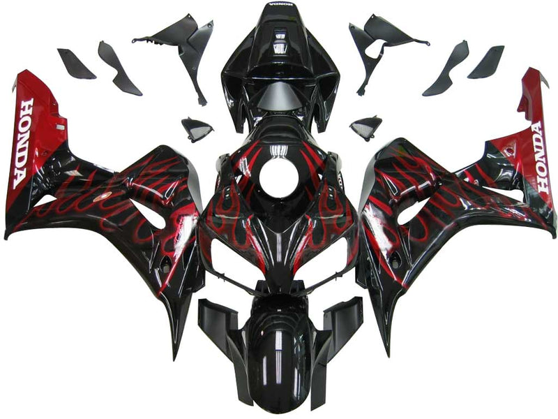 Fairings 2006-2007 Honda CBR 1000 RR Black & Red Flame  Generic