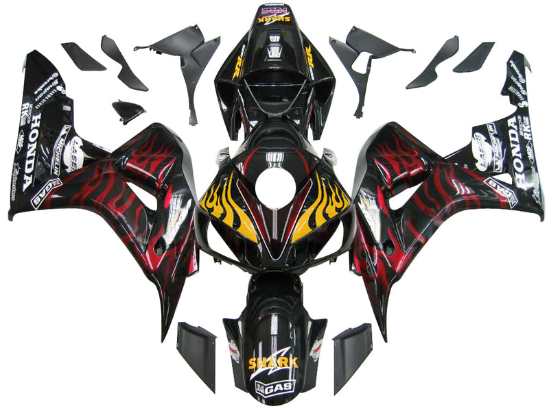 Fairings 2006-2007 Honda CBR 1000 RR Black & Red Flame Shark  Generic