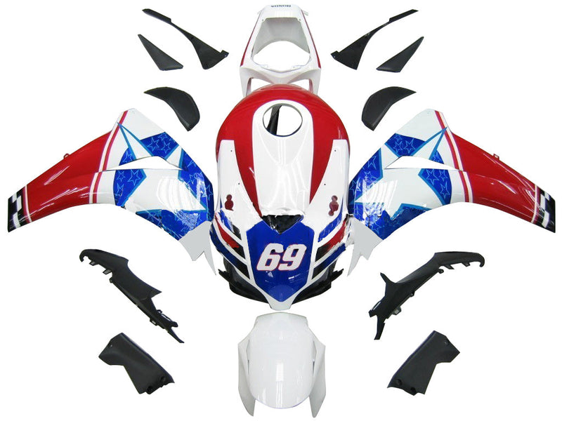 Fairings 2008-2011 Honda CBR 1000 RR Red White Blue Star  Generic