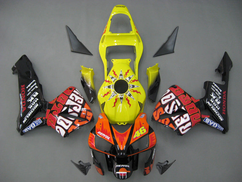 Fairings 2003-2004 Honda CBR 600 RR Yellow Black Valentino Rossi Repsol Moto  Generic