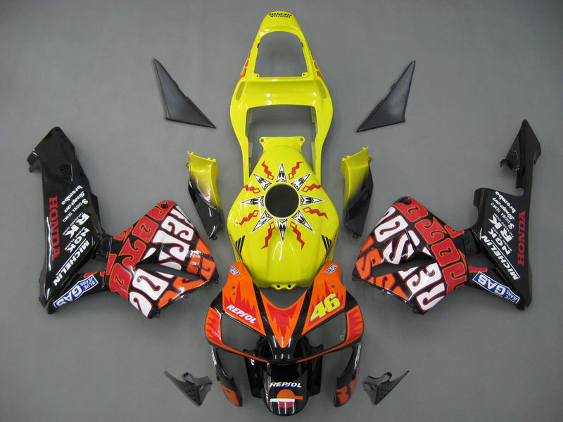 Fairings 2003-2004 Honda CBR 600 RR Yellow Black Valentino Rossi Repsol Moto Racing Generic