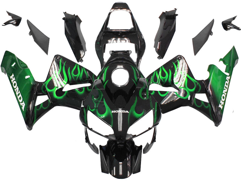 Fairings 2003-2004 Honda CBR 600 RR Black & Green Flame  Generic