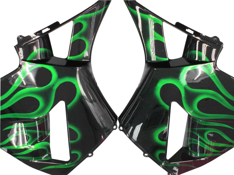 Fairings 2003-2004 Honda CBR 600 RR Black & Green Flame  Generic