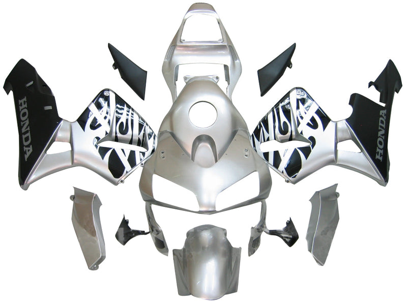 Fairings 2003-2004 Honda CBR 600 RR Silver & Black Flame  Generic