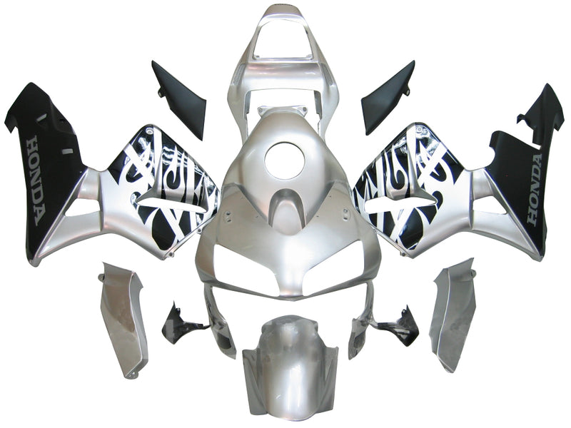 Fairings 2003-2004 Honda CBR 600 RR Silver & Black Flame Racing Generic