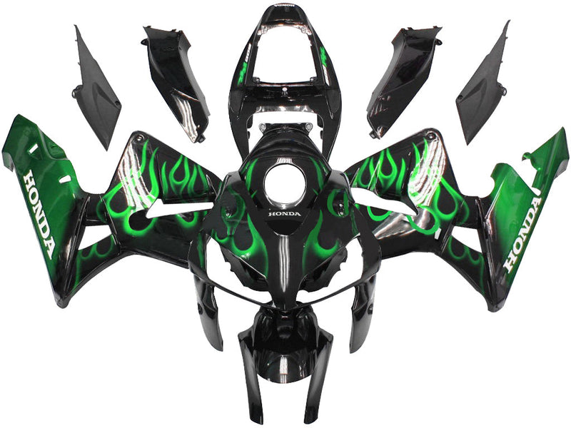 Fairings Honda CBR 600 RR Black & Green Flame  (2005-2006) Generic