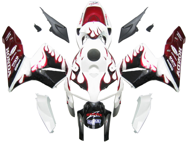 Fairings 2005-2006 Honda CBR 600 RR White Black&Red Flame  Generic