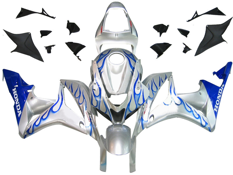 Fairings 2007-2008 Honda CBR 600 RR Silver & Blue Flame  Generic