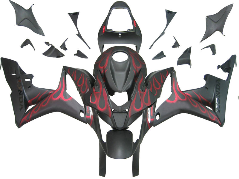 Fairings 2007-2008 Honda CBR 600 RR Matte Black & Red Flame CBR  Generic