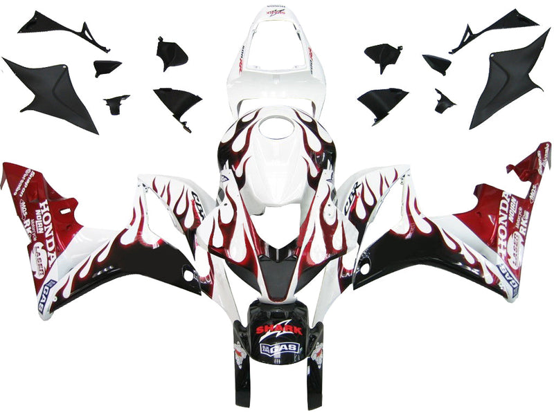 Fairings 2007-2008 Honda CBR 600 RR White Black&Red Flame CBR  Generic