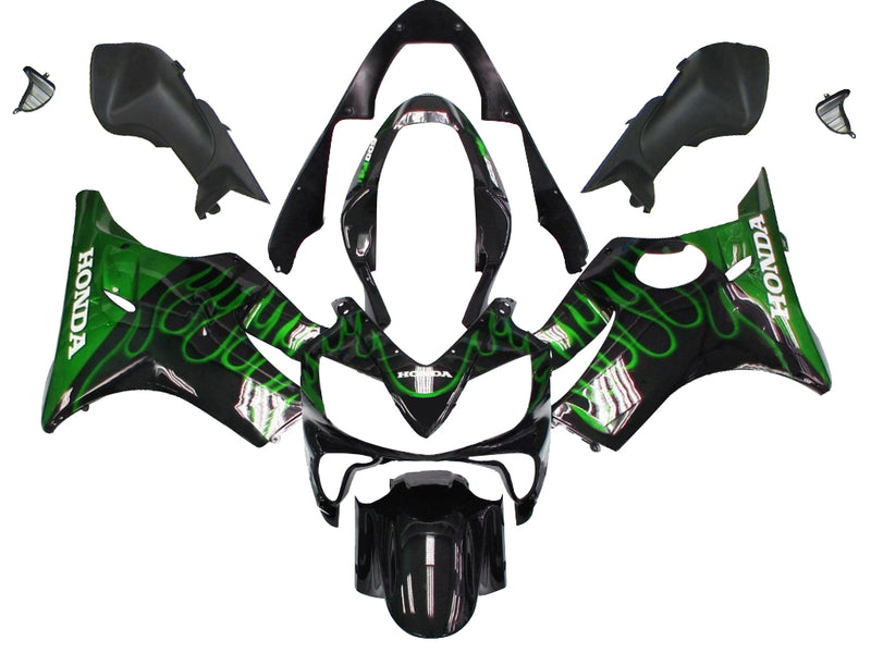 Fairings 2004-2007 Honda CBR 600 F4i Black & Green Flame Racing Generic