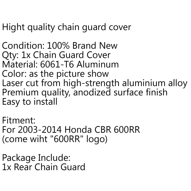 Honda CBR600RR F5 2003-2014 2012 CNC Aluminium Chain Guard Cover Protector