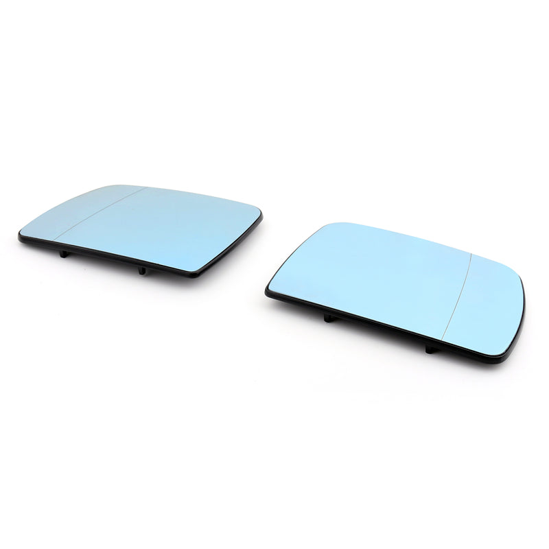 Pair Heated Door Blue Mirror Glass and Backing Plate For 99-2006 BMW X5 E53