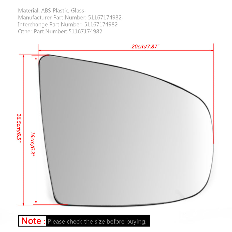 Right Heated Wing Side Mirror White Glass For BMW X5 X6 E70 E71 E72 2008-2014 Generic