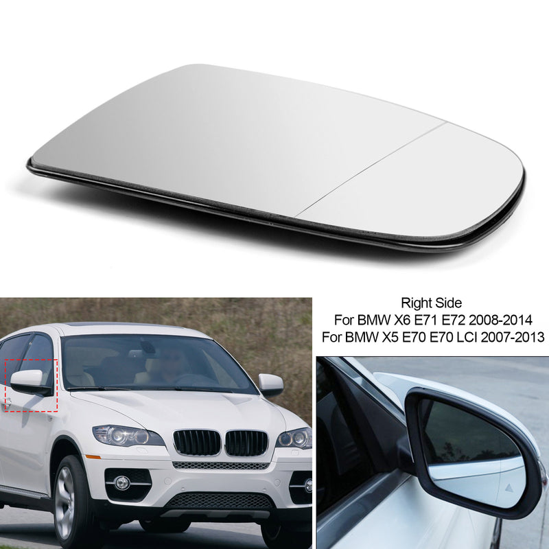 Right Heated Wing Side Mirror White Glass For BMW X5 X6 E70 E71 E72 2008-2014 Generic