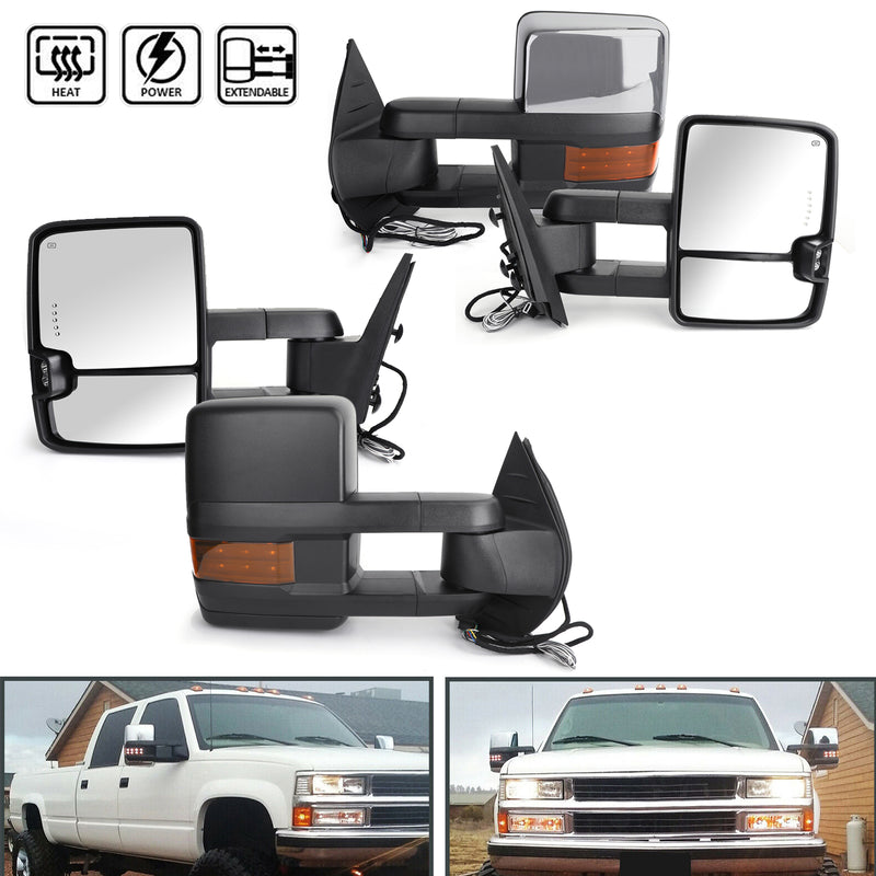 Amber LED Signal Power+Heated Towing Mirrors For 2007-2013 Silverado Sierra