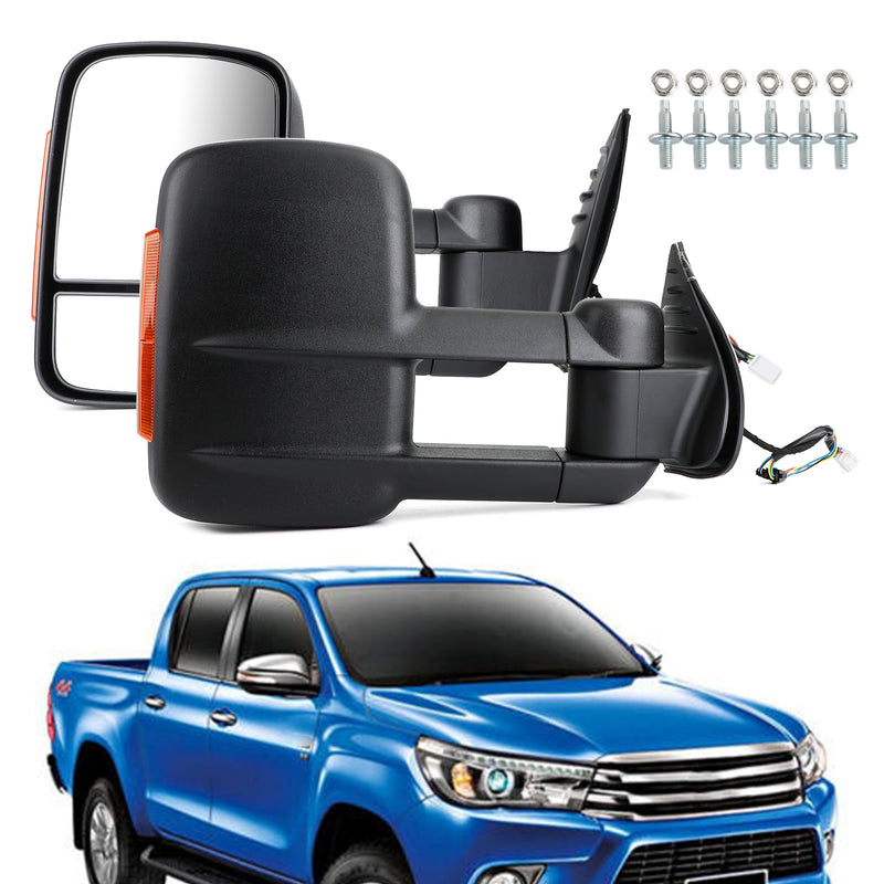 Pair Extendable Caravan Towing Mirrors For Toyota HILUX REVO 2015 ON INDICATOR