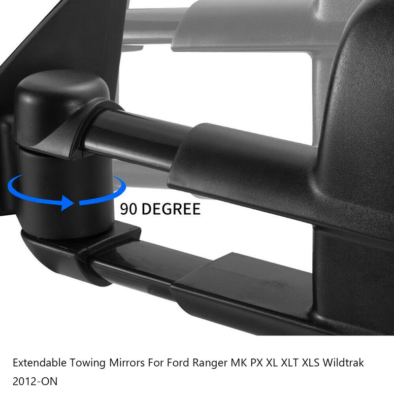 Extendable Towing Mirrors For Ford Ranger MK PX XL XLT XLS Wildtrak 2012-ON