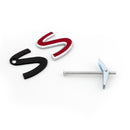 Metal Chrome 3D Stickers Car Badge Emblem Decals  S For Grille Red