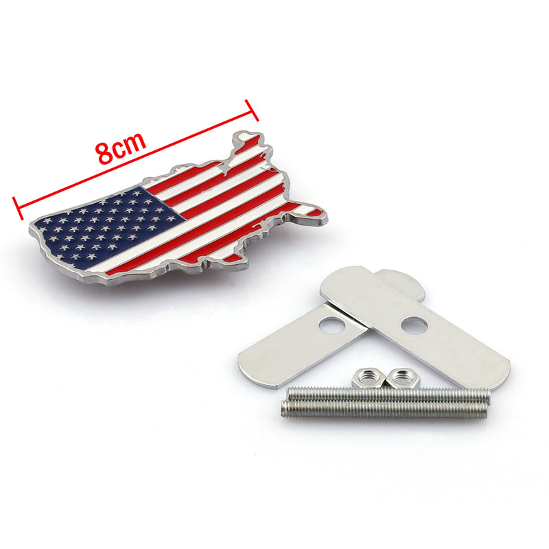 3D Metal Front Grille Grill Badge Emblem Decals Hood Car Flag USA United States