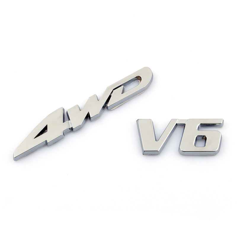3D Emblem Badge Sticker Decal Chromed Metal V6 4WD For Toyota Highlander Jaguar