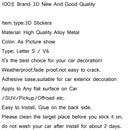 Car Styling Metal Letter S V6 Car sticker Auto Rear Decal V6 Car Badge for Ford Generic