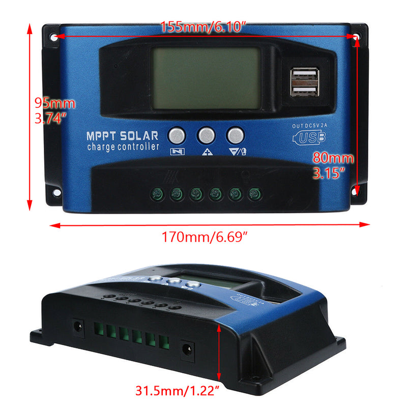 12V-48V MPPT PWM Solar Charge Controller Lead-Acid Lifepo4 Lithium Charger