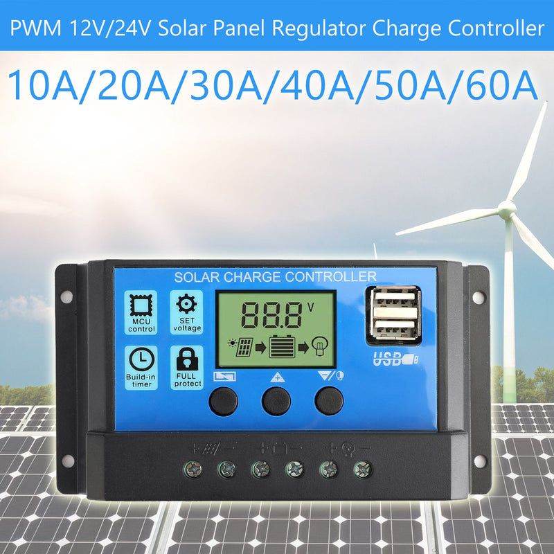 Controller PWM Solar 10-60A 12/24V Auto Focus Tracking Panel Regulator Charge
