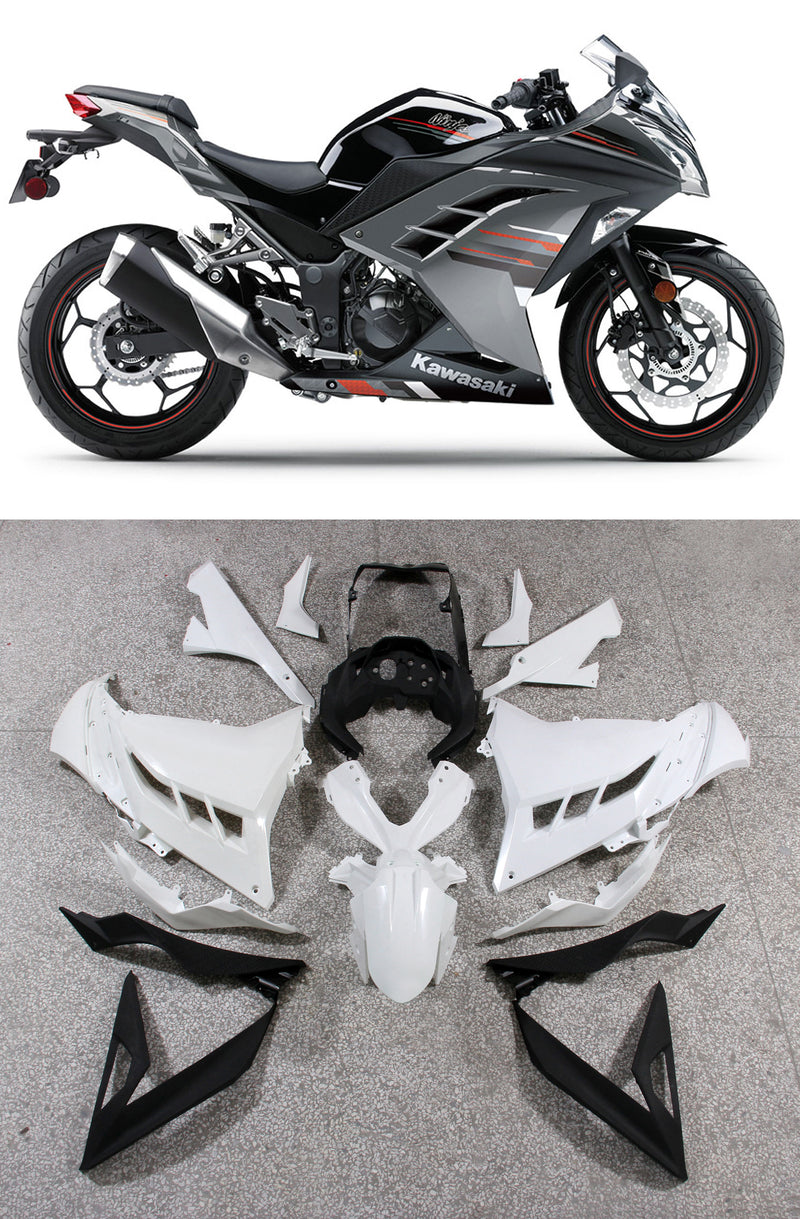 Fairings 2013-2017 Plastics Kawasaki Ninja 300R EX300R Grey Black Ninja Racing Generic