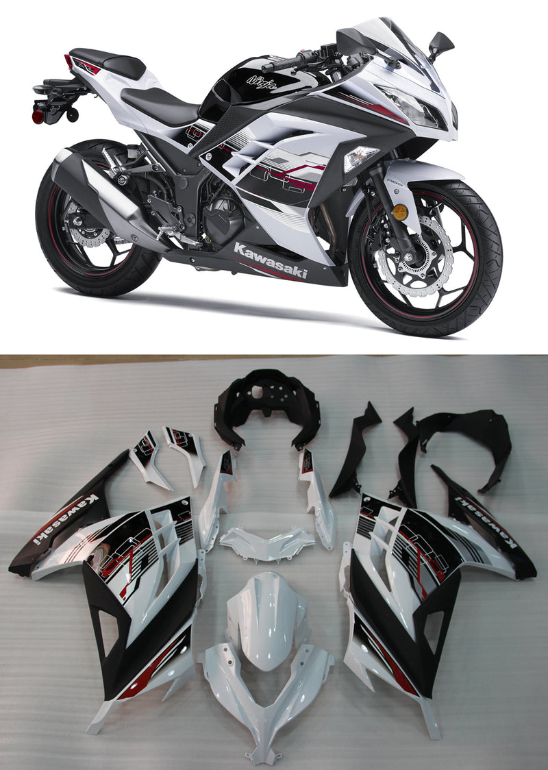 Fairings 2013-2017 Plastics Kawasaki Ninja 300R EX300R White Art Ninja Racing Generic