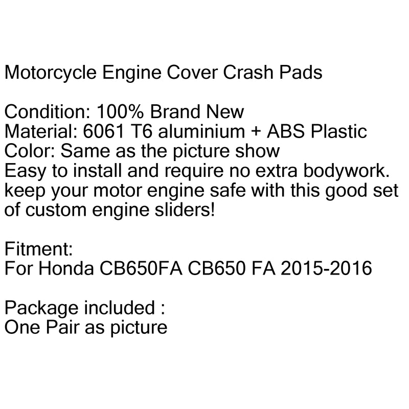 Pair Engine Slider Cover Crash Frame Protector Pad For Honda CB65FA 15-16