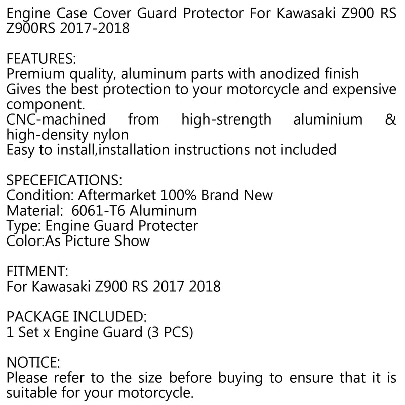 Kawasaki Z900RS 2017 2018 Engine Guard Sprocket Chain Case Stator Clutch Cover