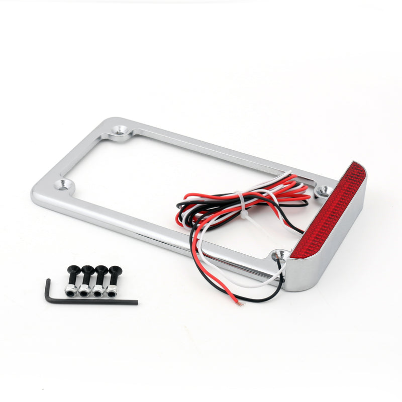 Universal Motorcycle 3 LED License Plate Frame With LED Tail Brake Light Generic
