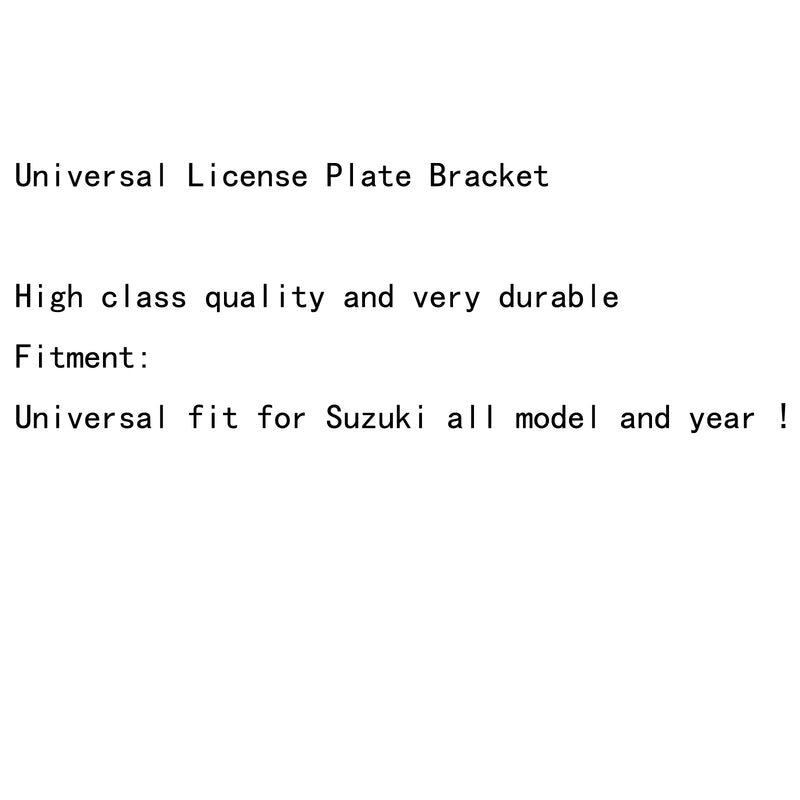 Universal License Plate Bracket Mount Frame For Suzuki GSXR 600 750 1000 Black Generic