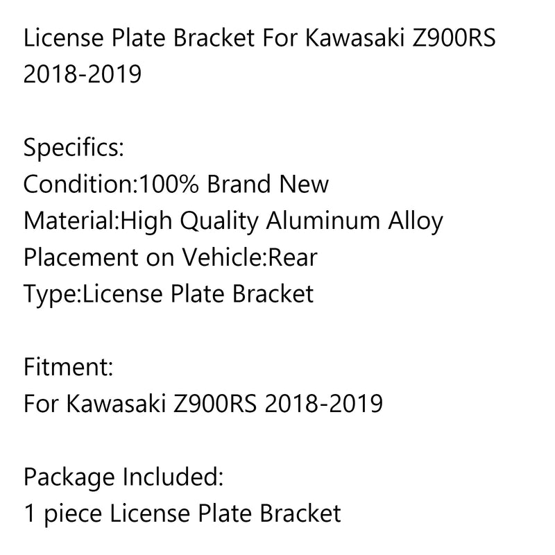 CNC Motorcycle LED License Plate Bracket Holder For Kawasaki Z900RS 2018-2019 Generic